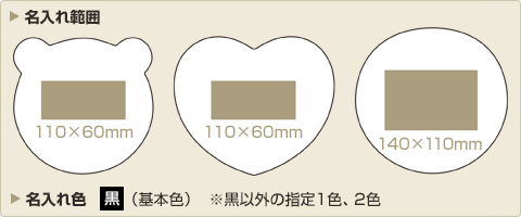 既製柄まんまる・アニマル・ハート型うちわ印刷範囲