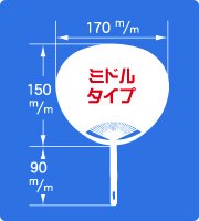 ミドルサイズポリうちわサイズ見本