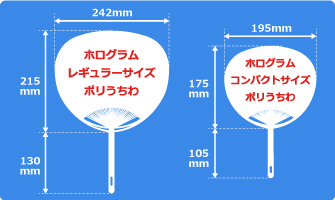 ホログラム加工ポリうちわサイズ見本